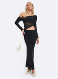 Zenayah Off Shoulder Long Sleeve Maxi Dress Black