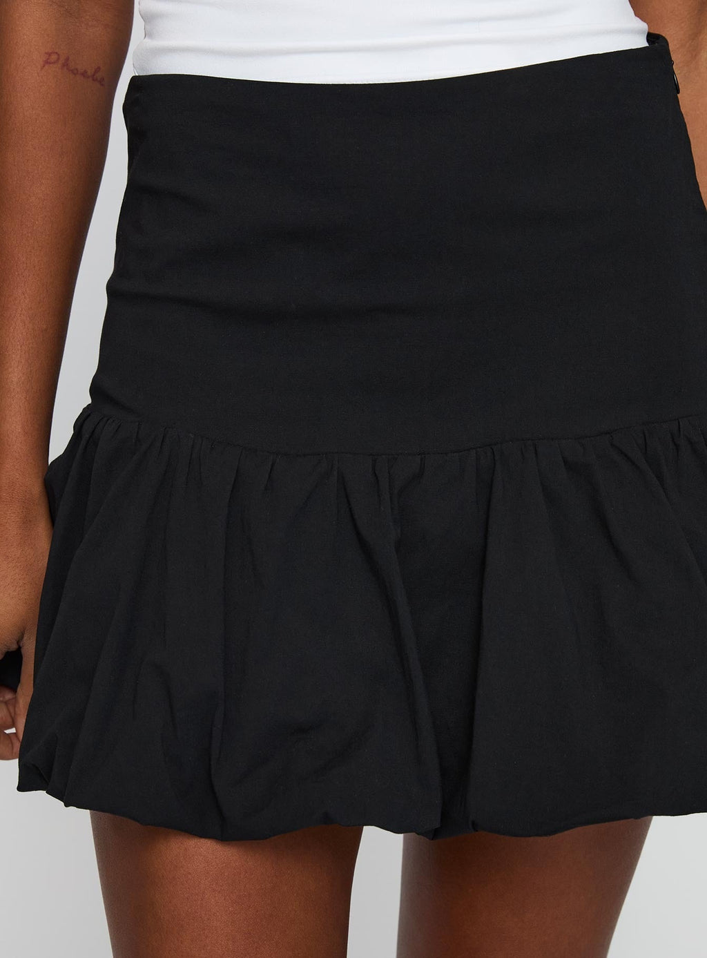 Leilana Bubble Hem Mini Skirt Black