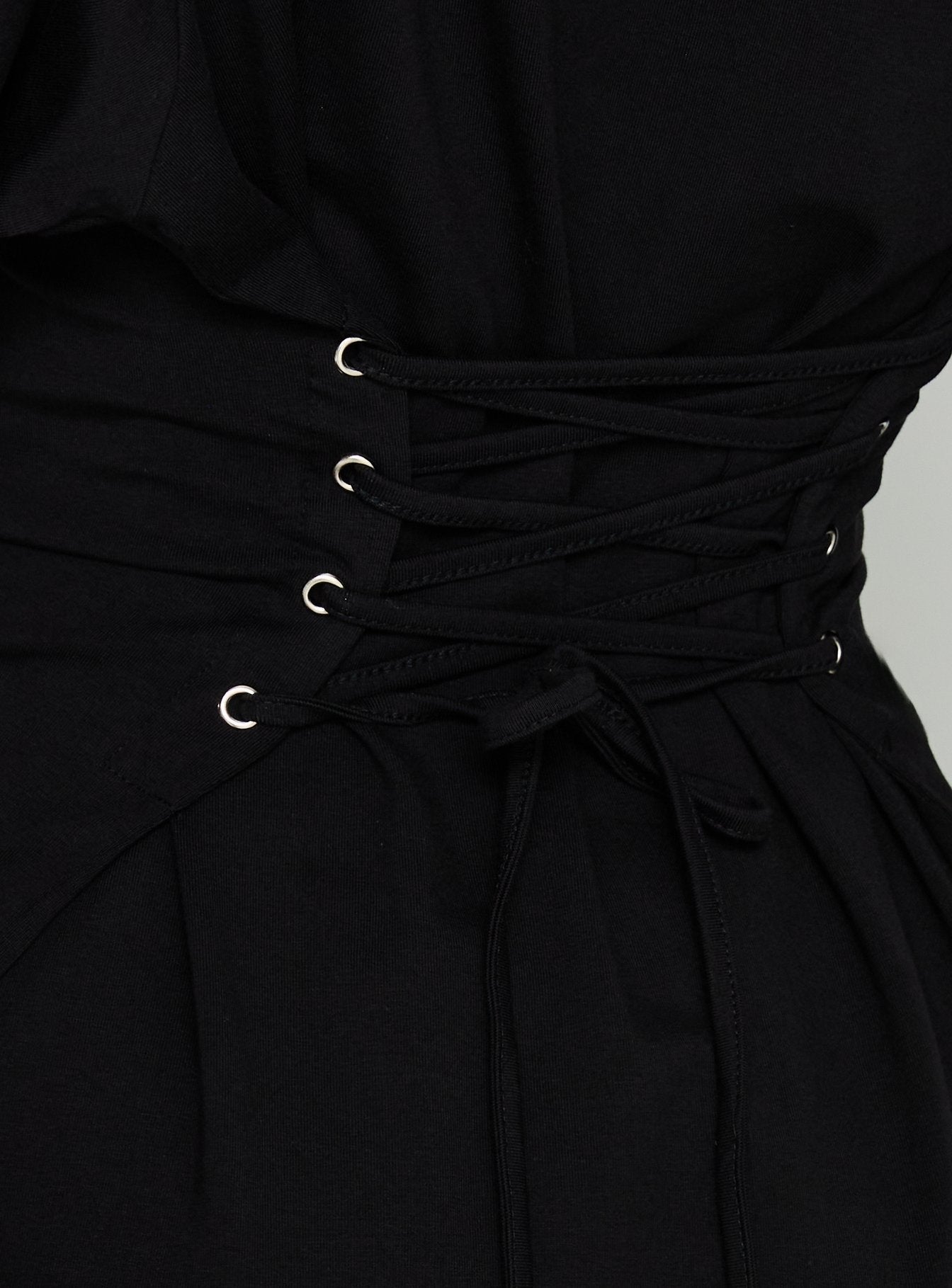 Enzia Raglan Lace Up Mini Dress Black
