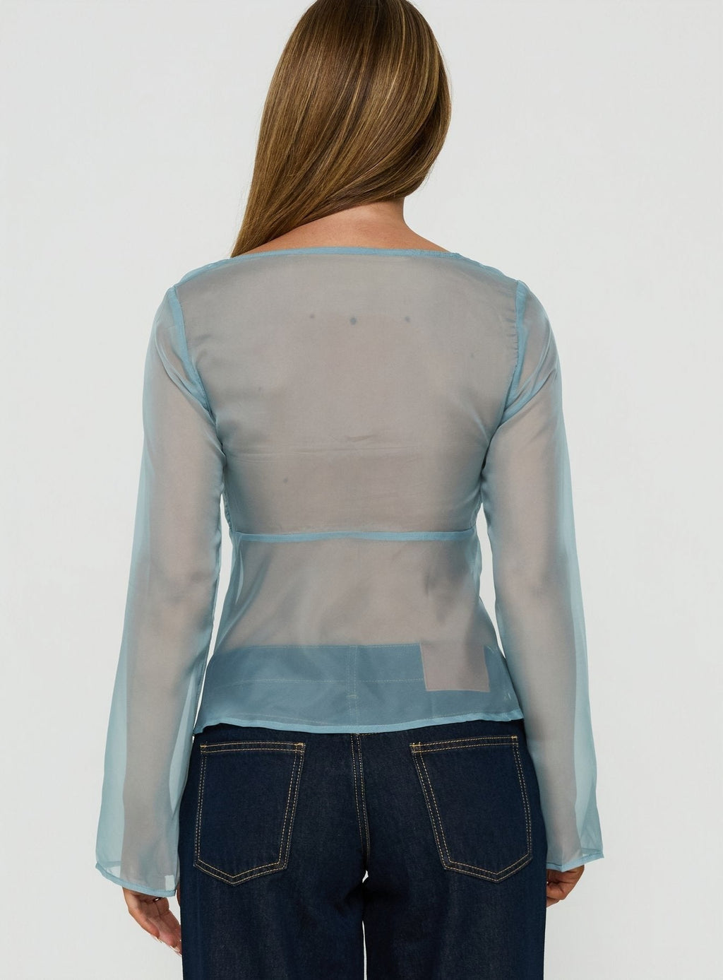 Beecher Sheer Long Sleeve Top Slate
