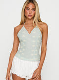 High Stakes Tie Back Halter Top Sage