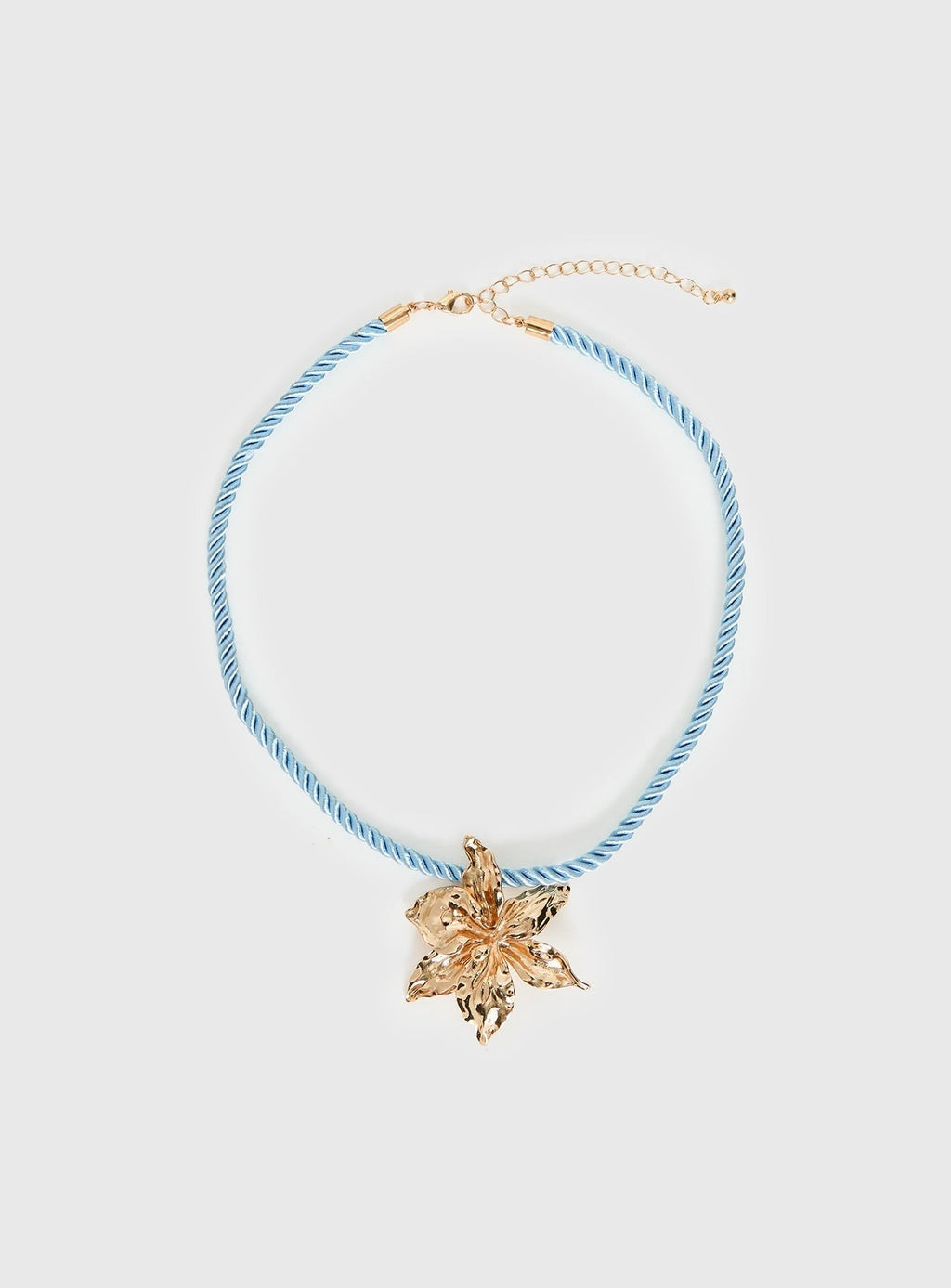 Carmelah Cord Floral Pendant Necklace Blue / Gold