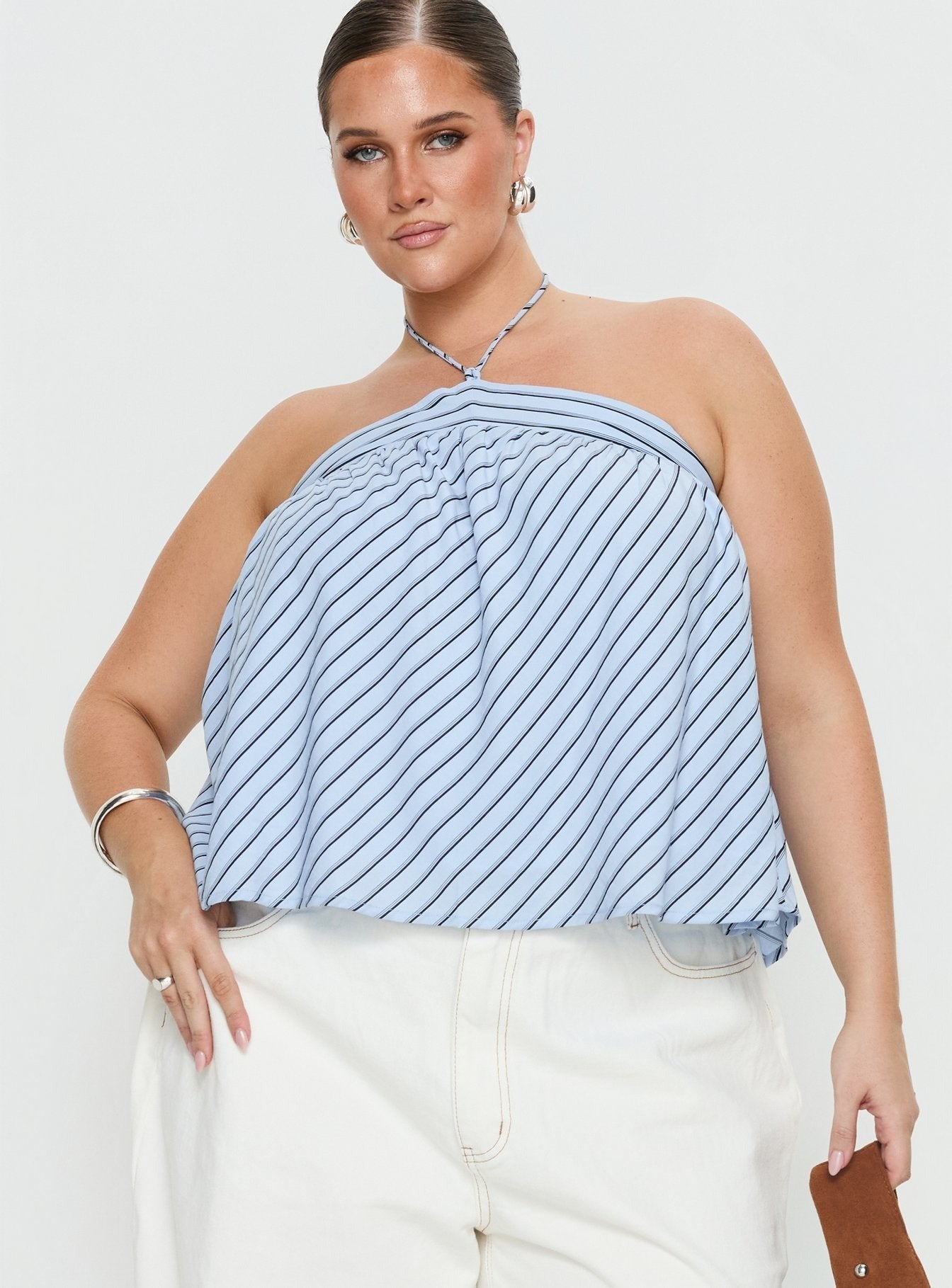 Moonlit Top Blue Stripe Curve
