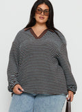 Rigbys Collared Jumper Brown / Blue Stripe Curve
