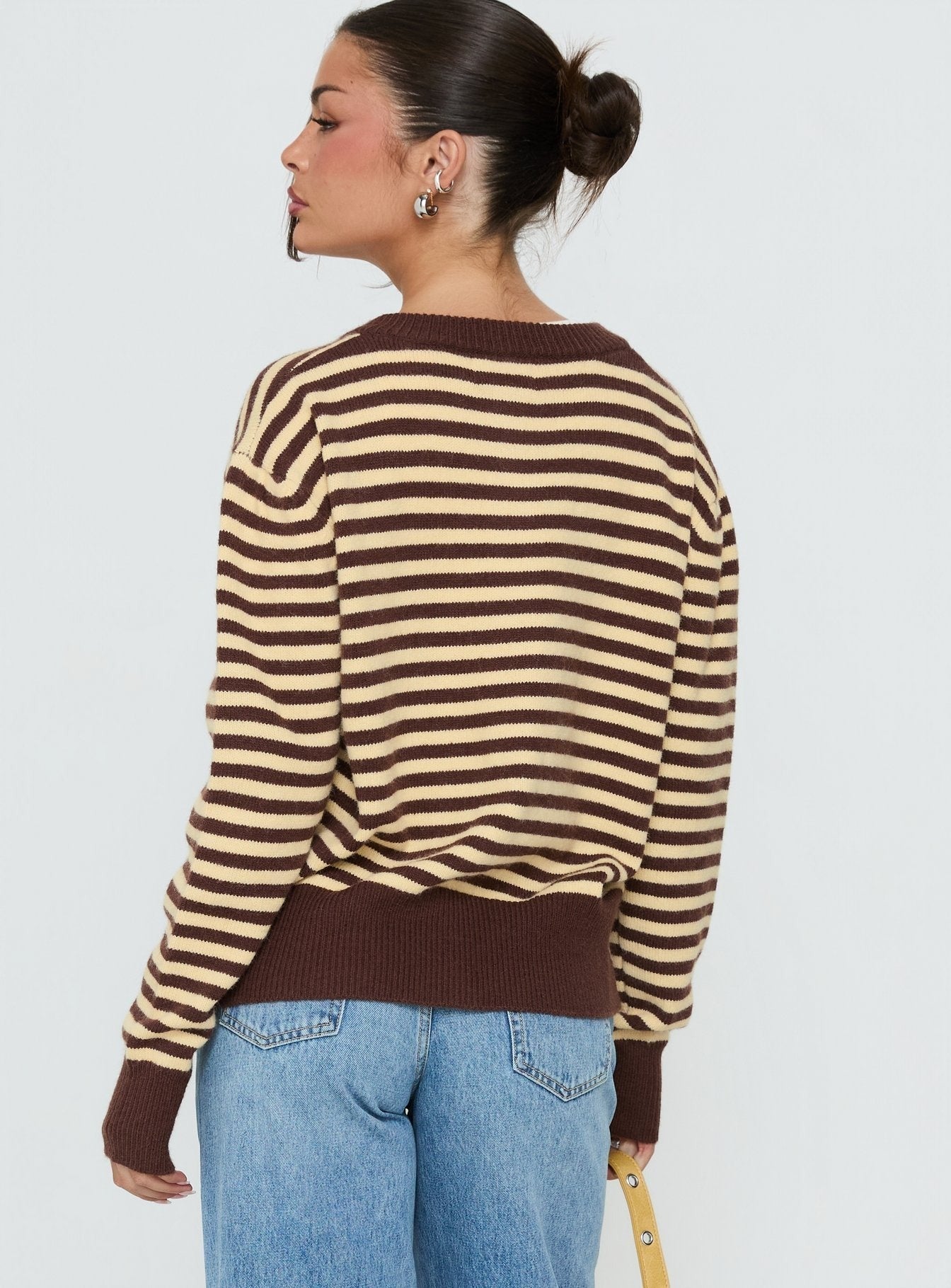 Melancholia Cardigan Brown / Lemon Stripe