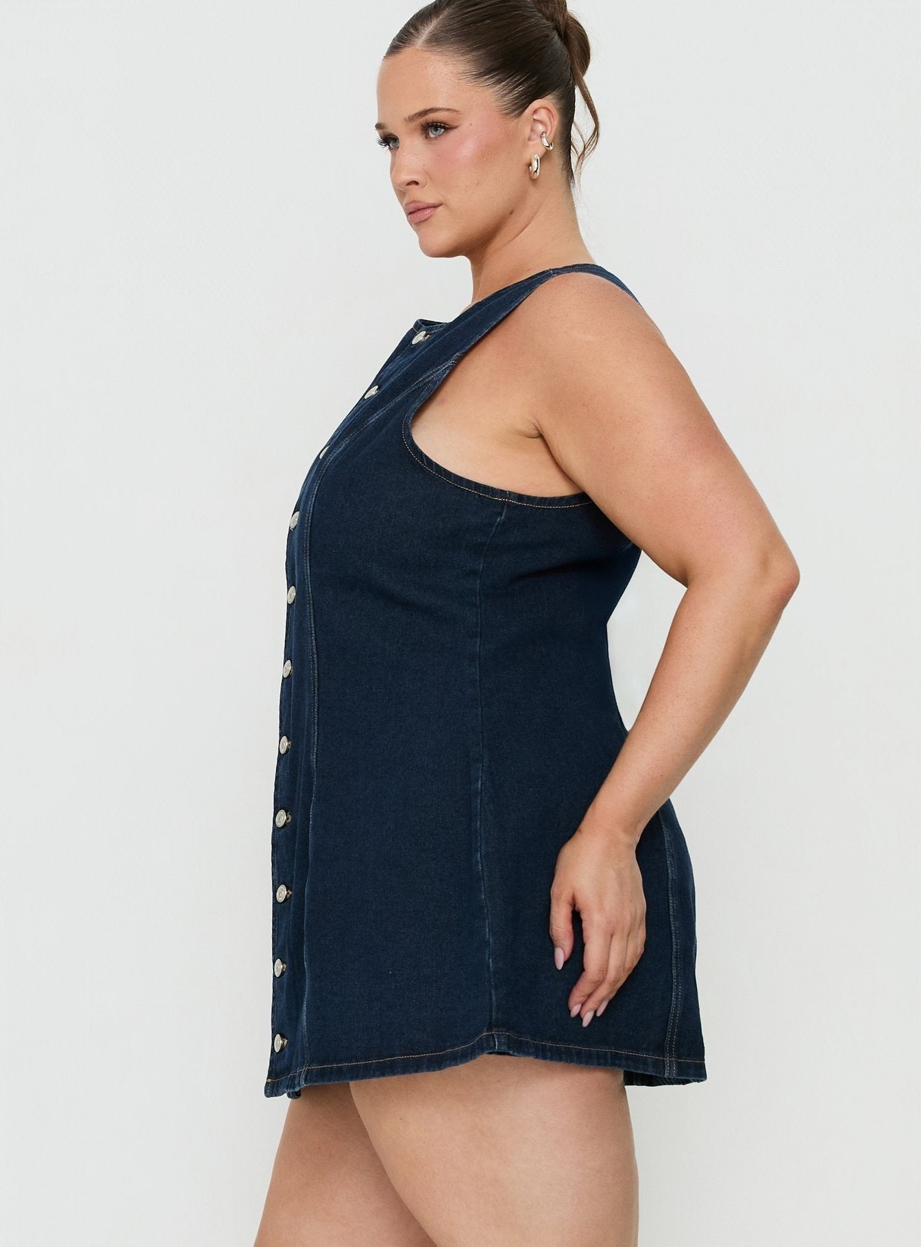 Yumiko Denim Romper Raw Denim Curve
