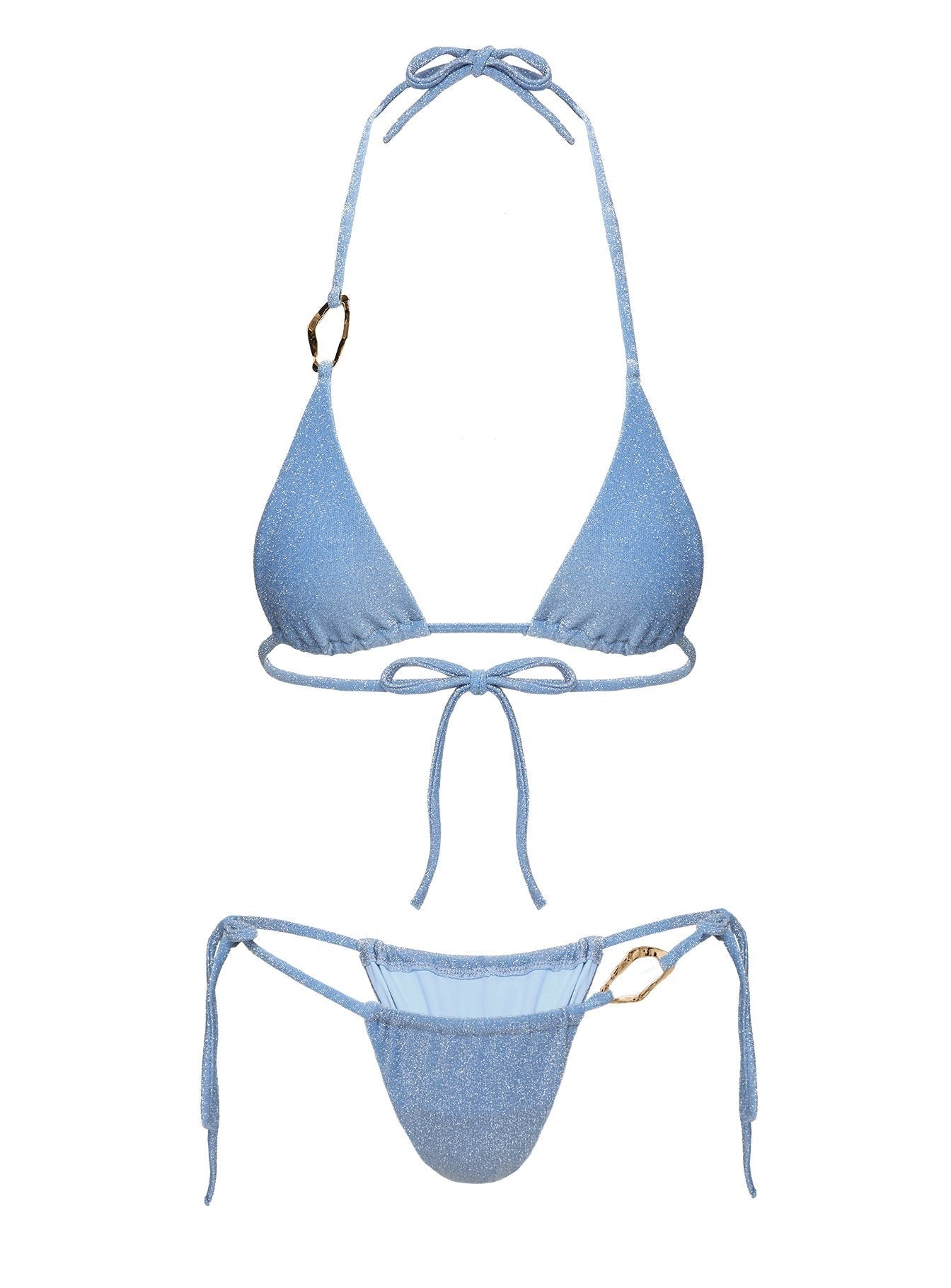 Breeze Glitter Triangle Bikini Top Blue