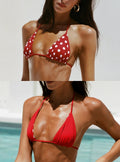 Nevaeh Reversible Triangle Bikini Top Red Polka Dot