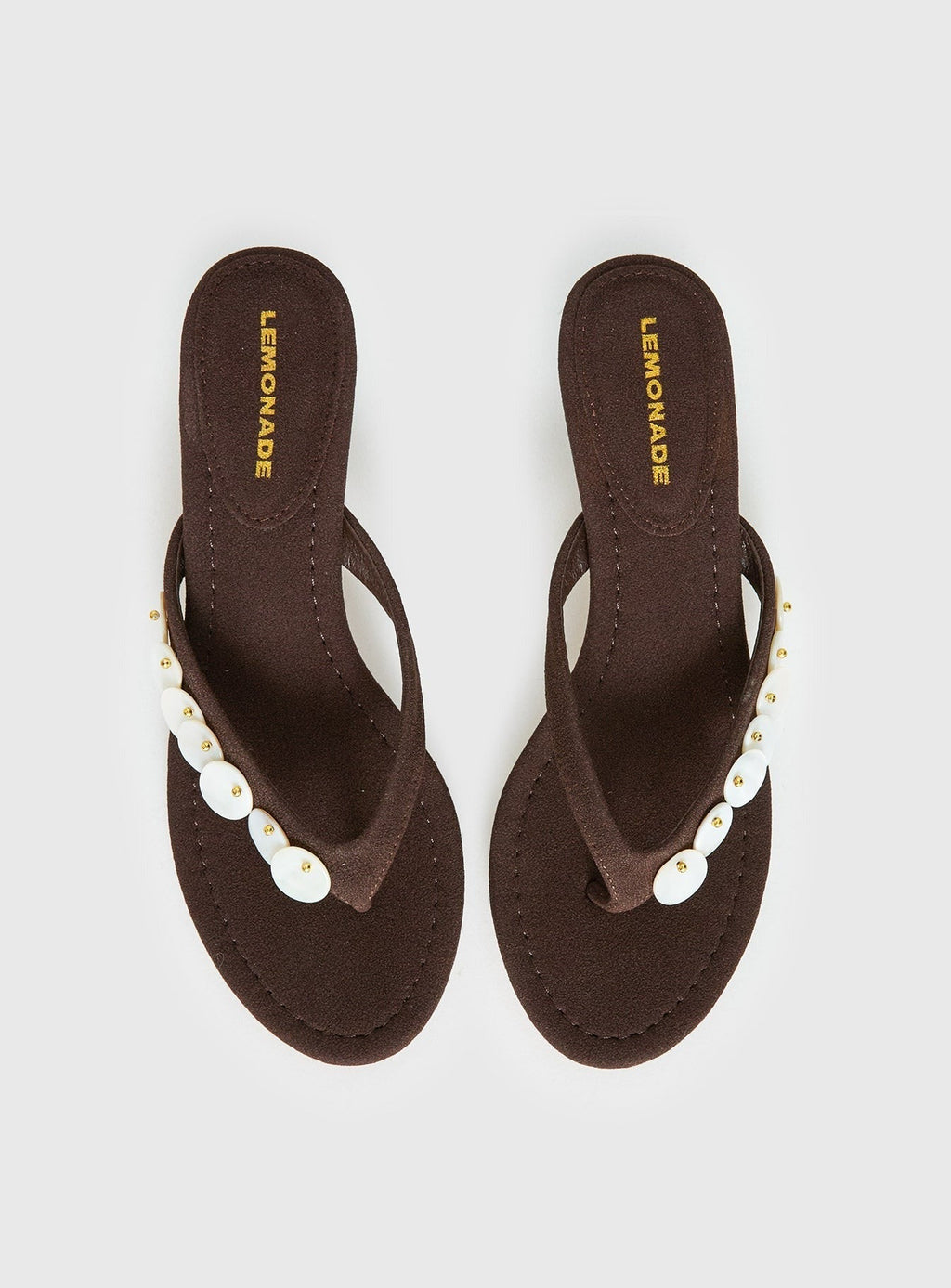 Ginnia Shell Detail Thong Heels Chocolate