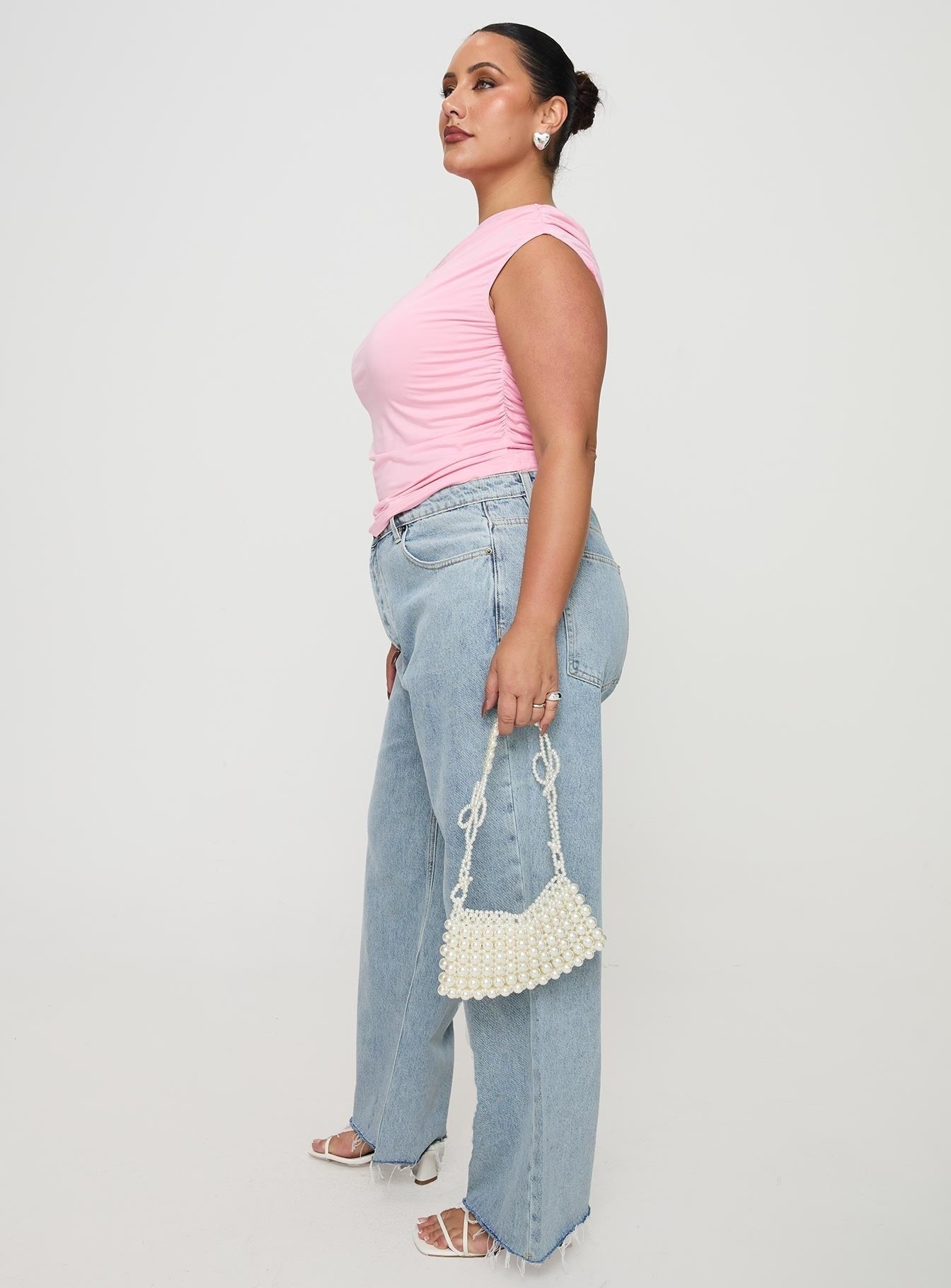 Fawcett High Rise Straight Leg Jeans Light Blue Wash Curve