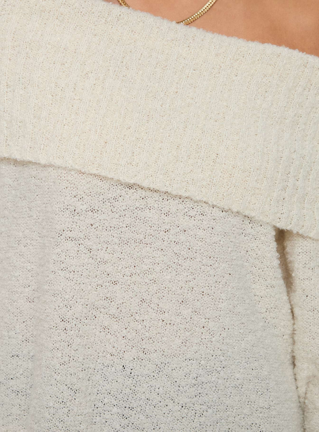 Parkley Boucle Off The Shoulder Sweater Cream