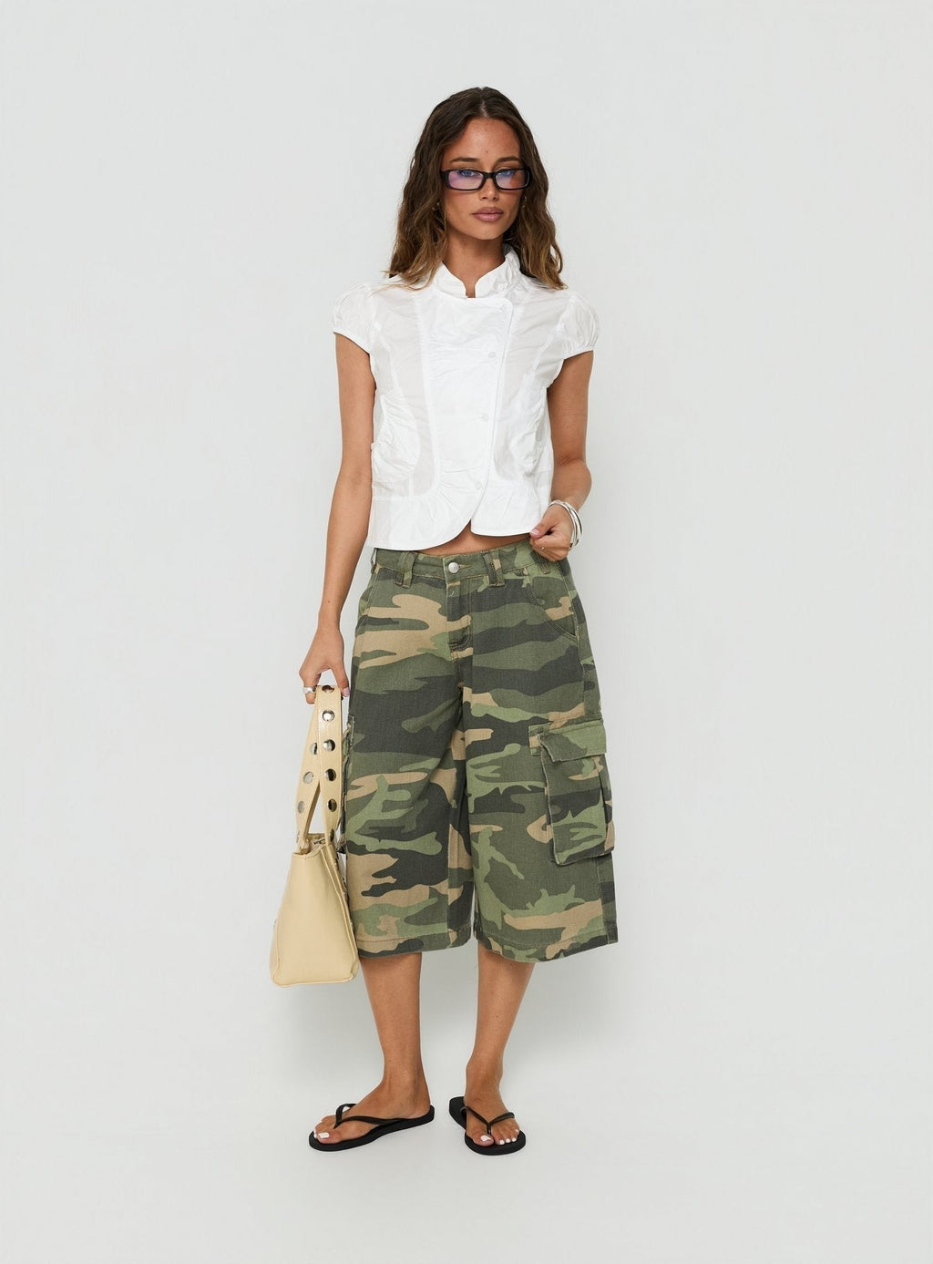 Aryalda Cap Sleeve Blouse Top White