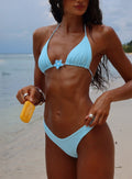 Jenner Triangle Hardware Bikini Top Blue