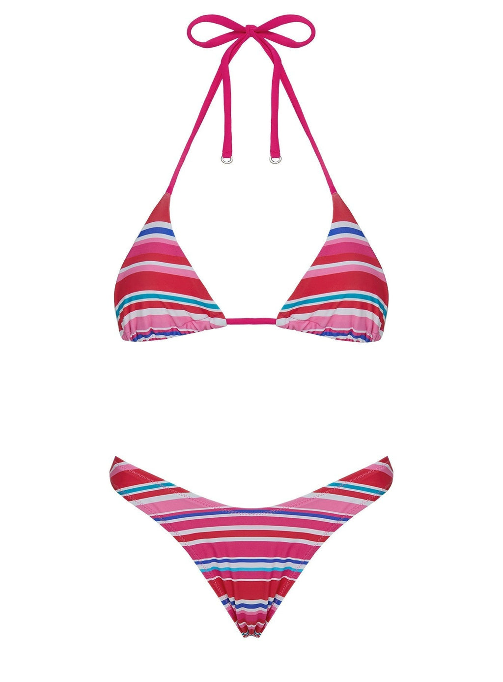 Ellie High Cut Shine Bikini Bottoms Pink Stripe