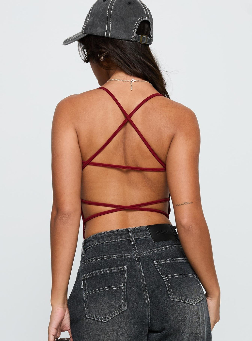 All Tied Up Bodysuit Burgundy