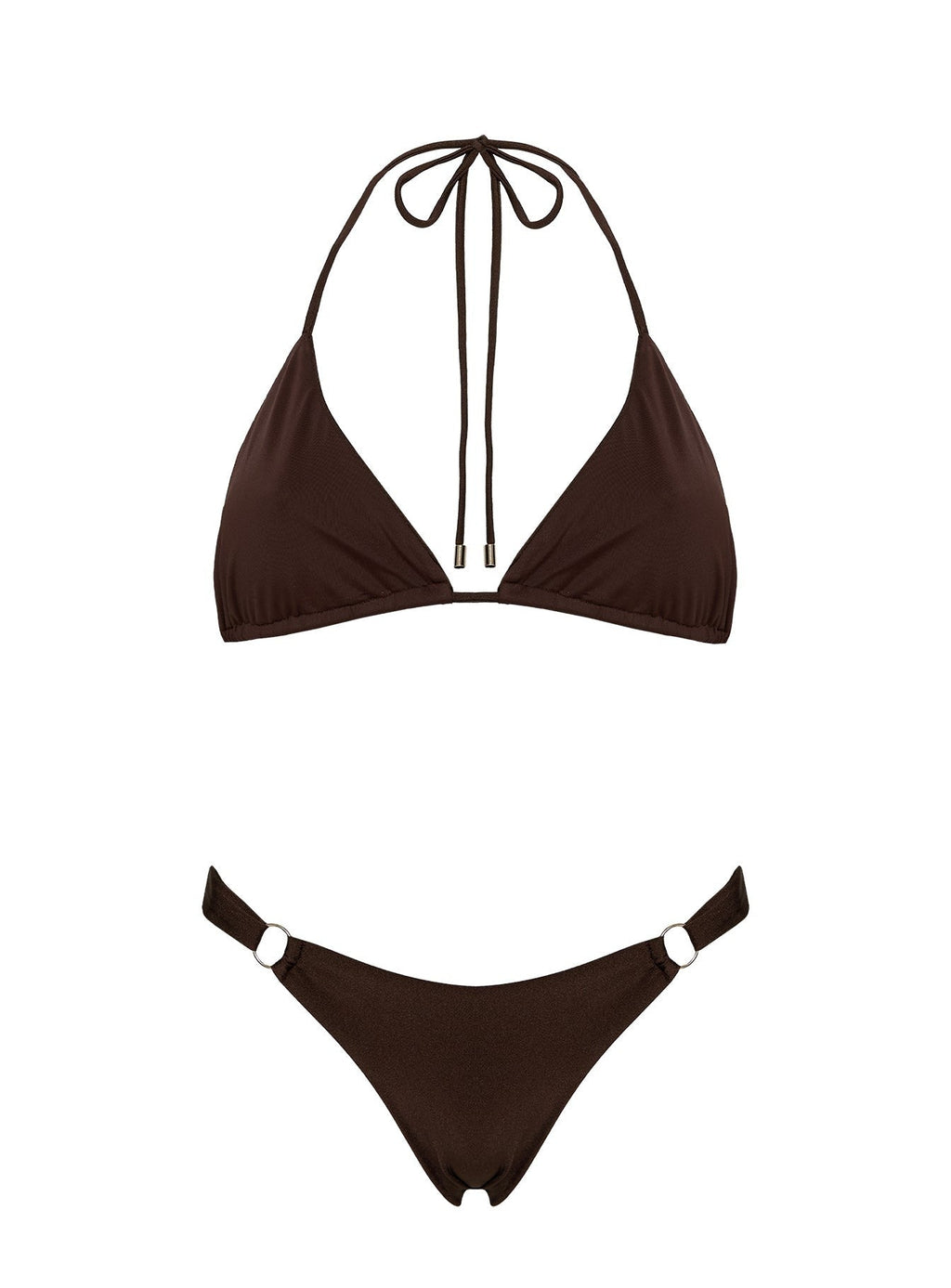 Kennedie Shine High Cut Ring Bikini Bottoms Chocolate Brown