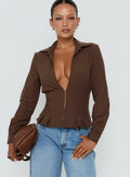 Kiyra Cinched Long Sleeve Shirt Brown