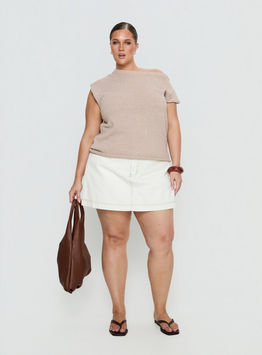 Katlynne Denim Mini Skort White Curve
