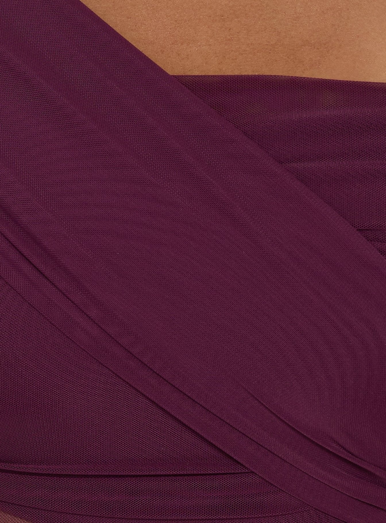 Loran Mesh Draped Maxi Dress Wine