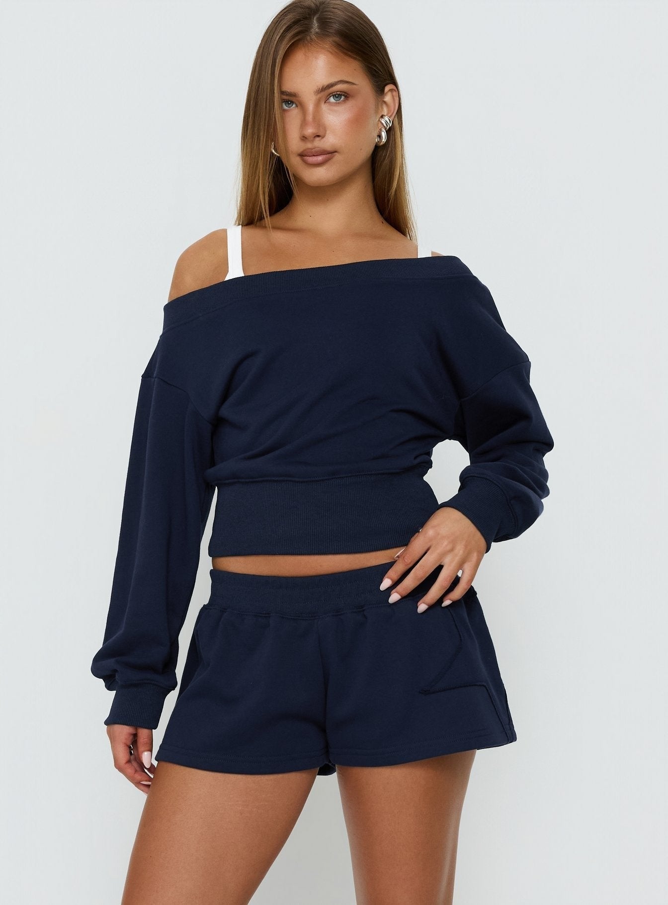 Kohdie Applique Fleece Micro Shorts Navy