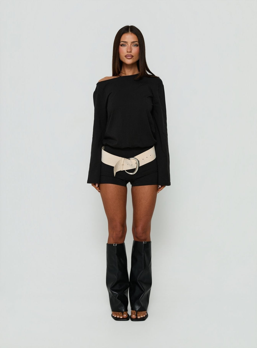 Claera Off Shoulder Tie Back Playsuit Black