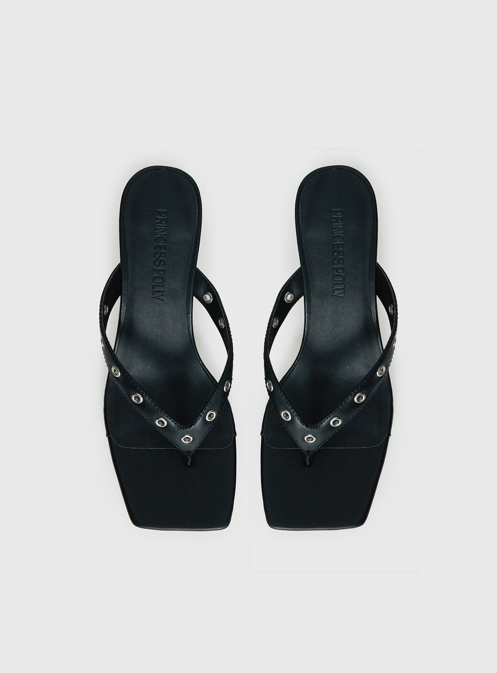 Party Hour Stud Detail Thong Heels Black