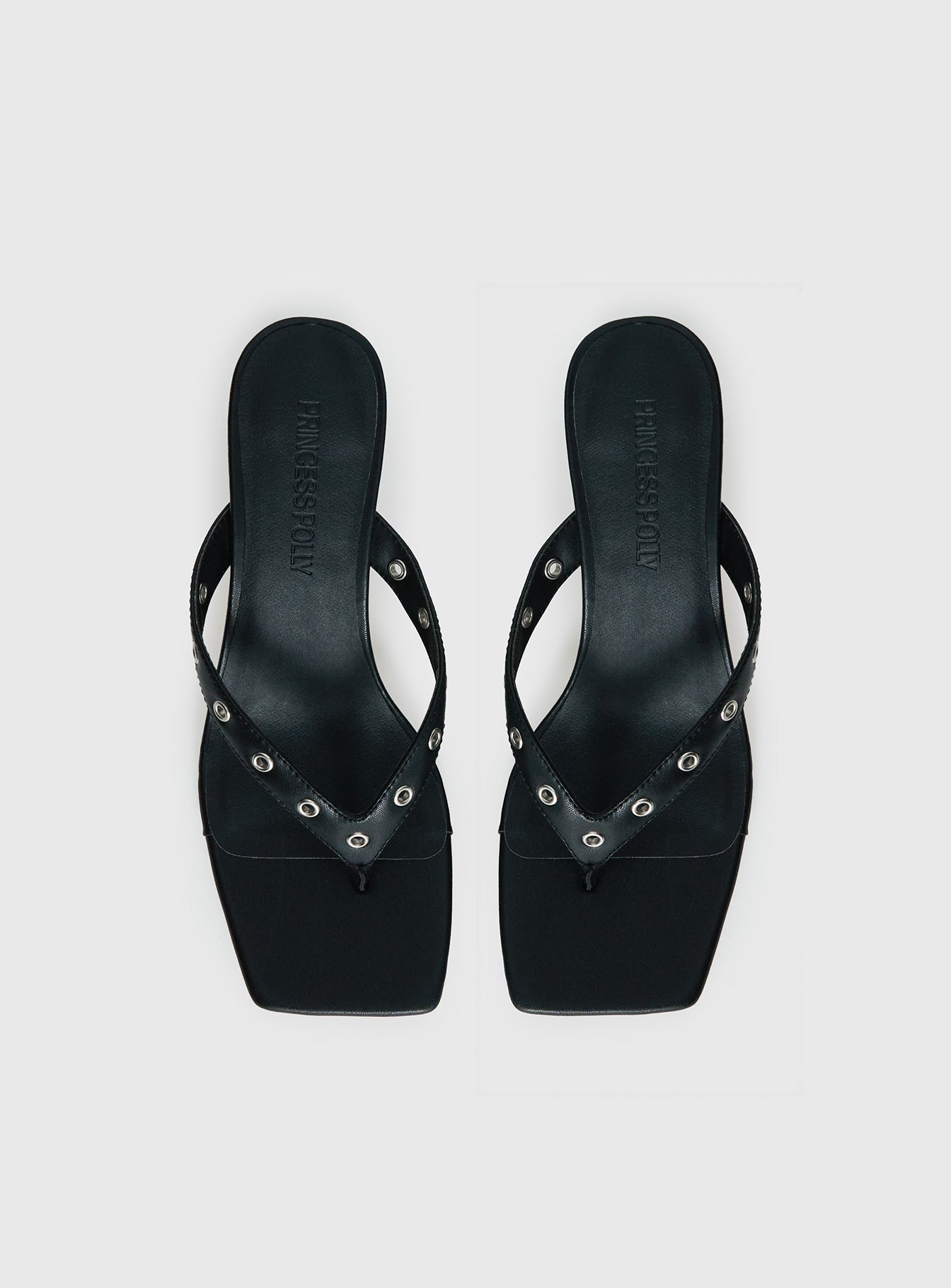 Party Hour Stud Detail Thong Heels Black
