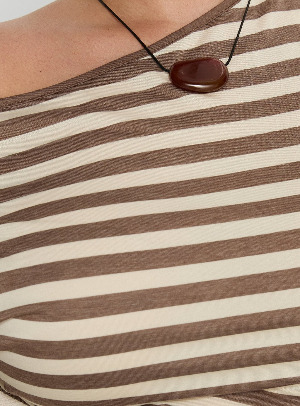 Emlynn Off Shoulder Top Brown Stripe Curve