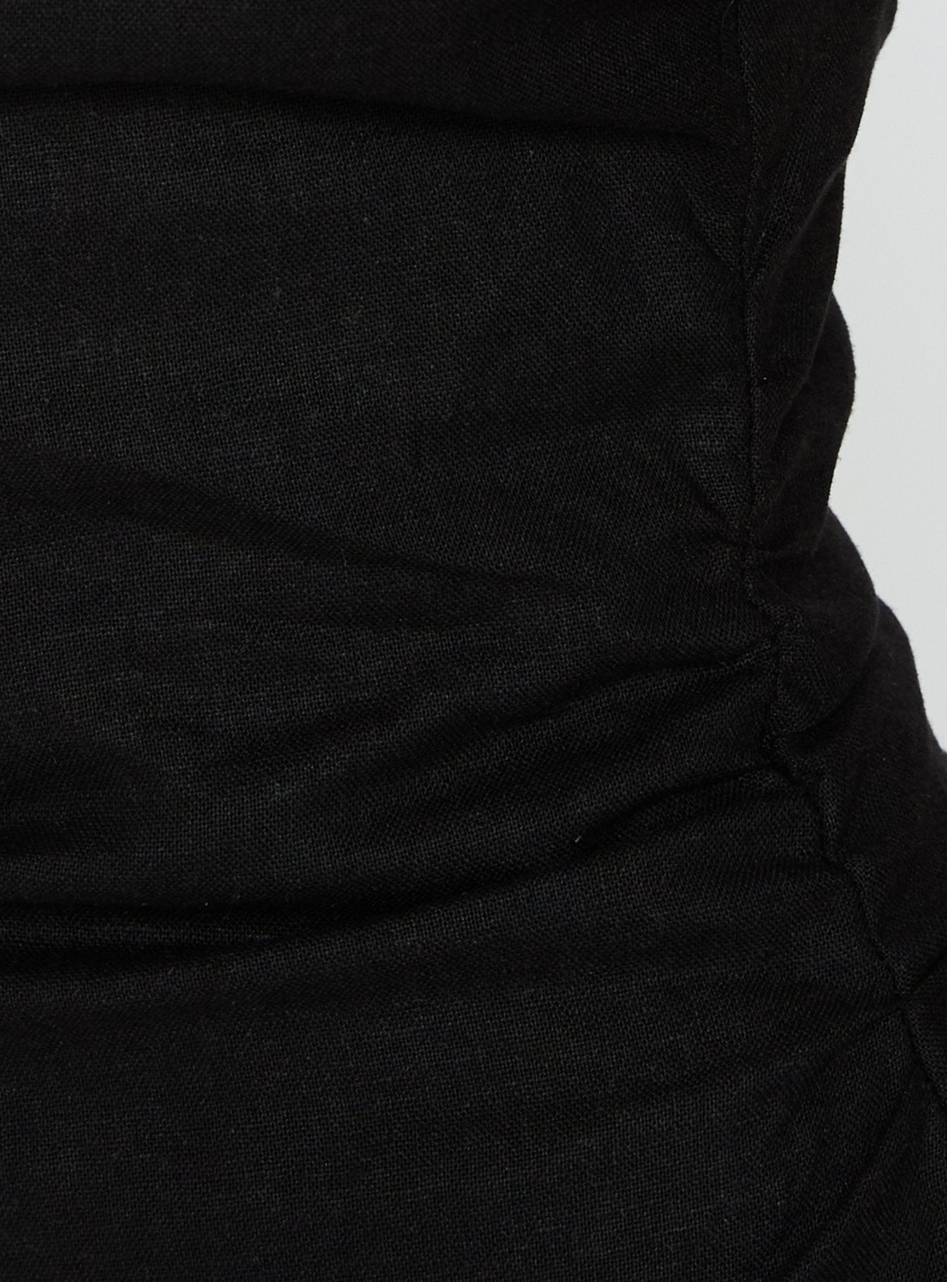 Veara Linen Low Back Tie Detail Romper Black