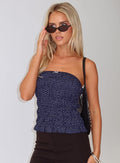 Fancy That Strapless Top Blue Polka