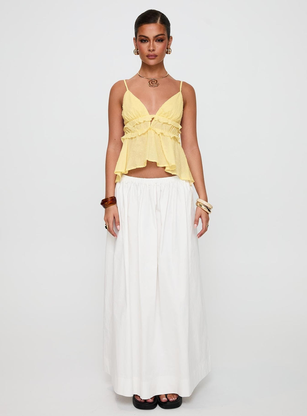 Blondelle Frill Detail Top Yellow