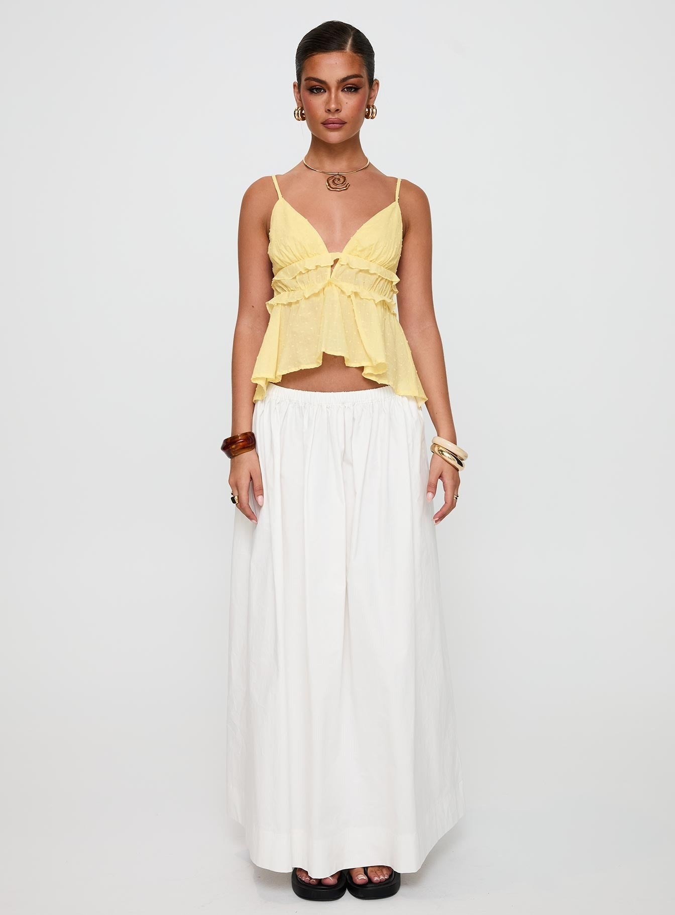 Blondelle Frill Detail Top Yellow
