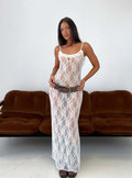 Wall Of Sound Sheer Lace Maxi Dress Antique White