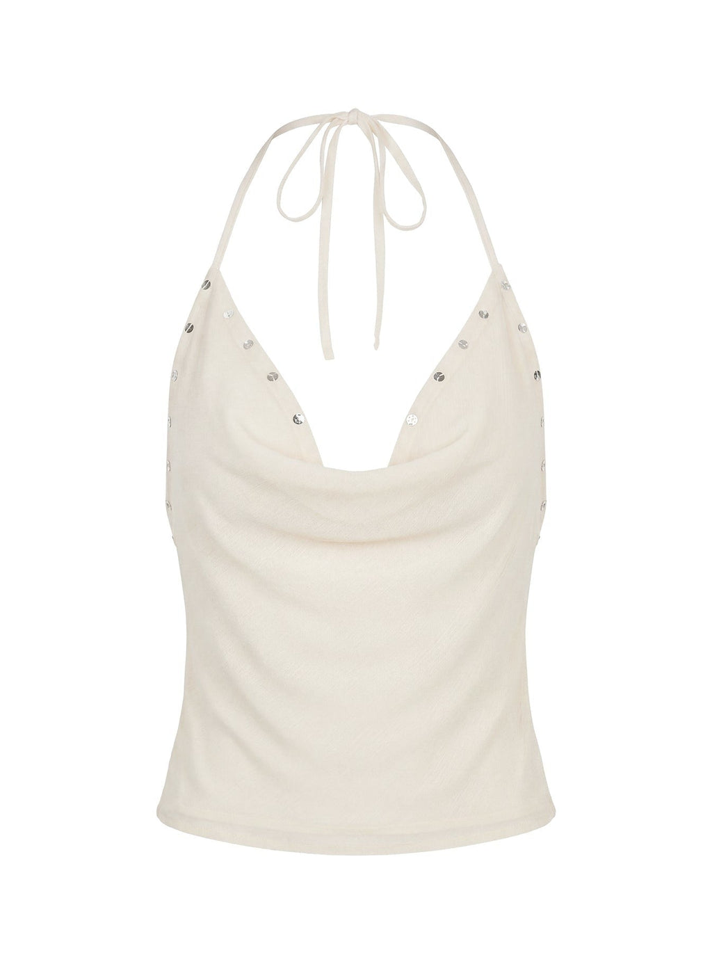 Gemmina Halter Sequin Top Cream