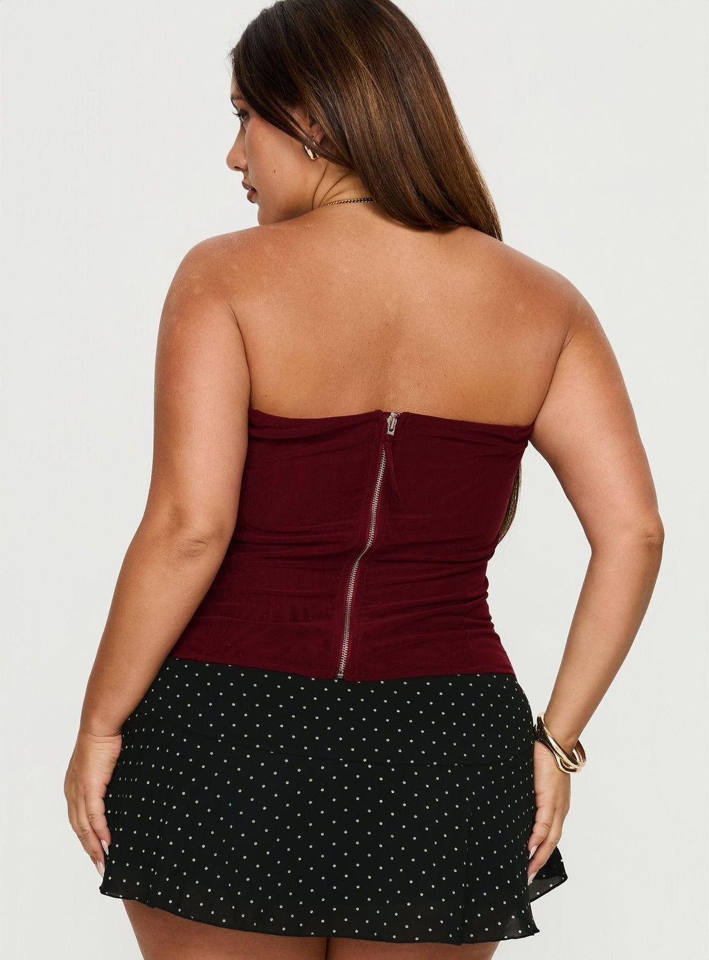 Oscuro Longline Mesh Corset Top Berry Curve