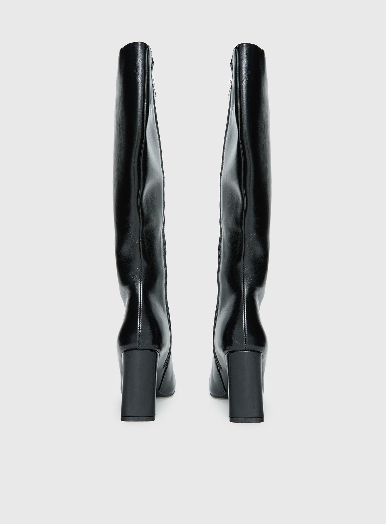 Sawyer Knee High Boots Black Crinkle