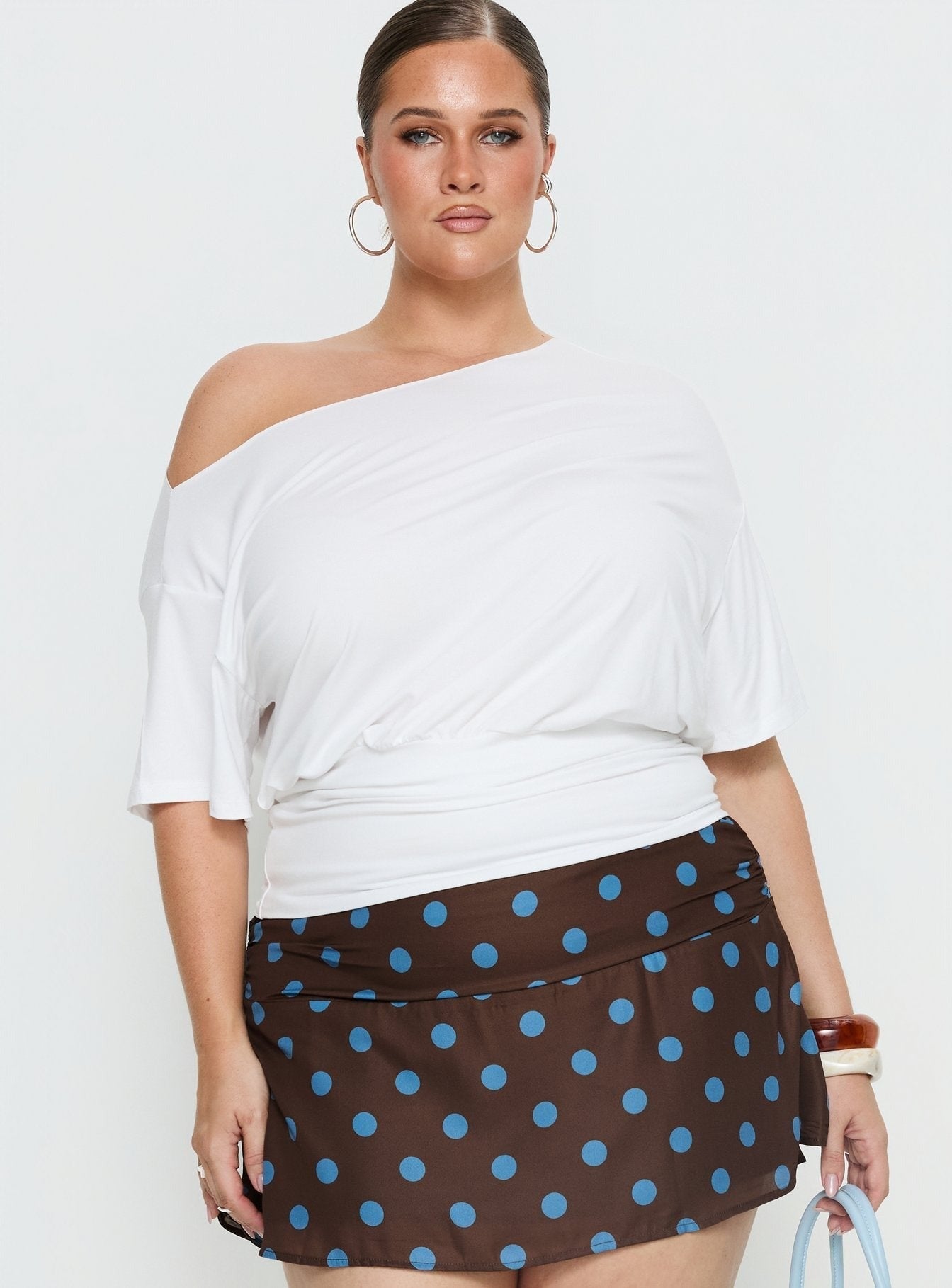 Ashlinn Off Shoulder Drapey Top White Curve