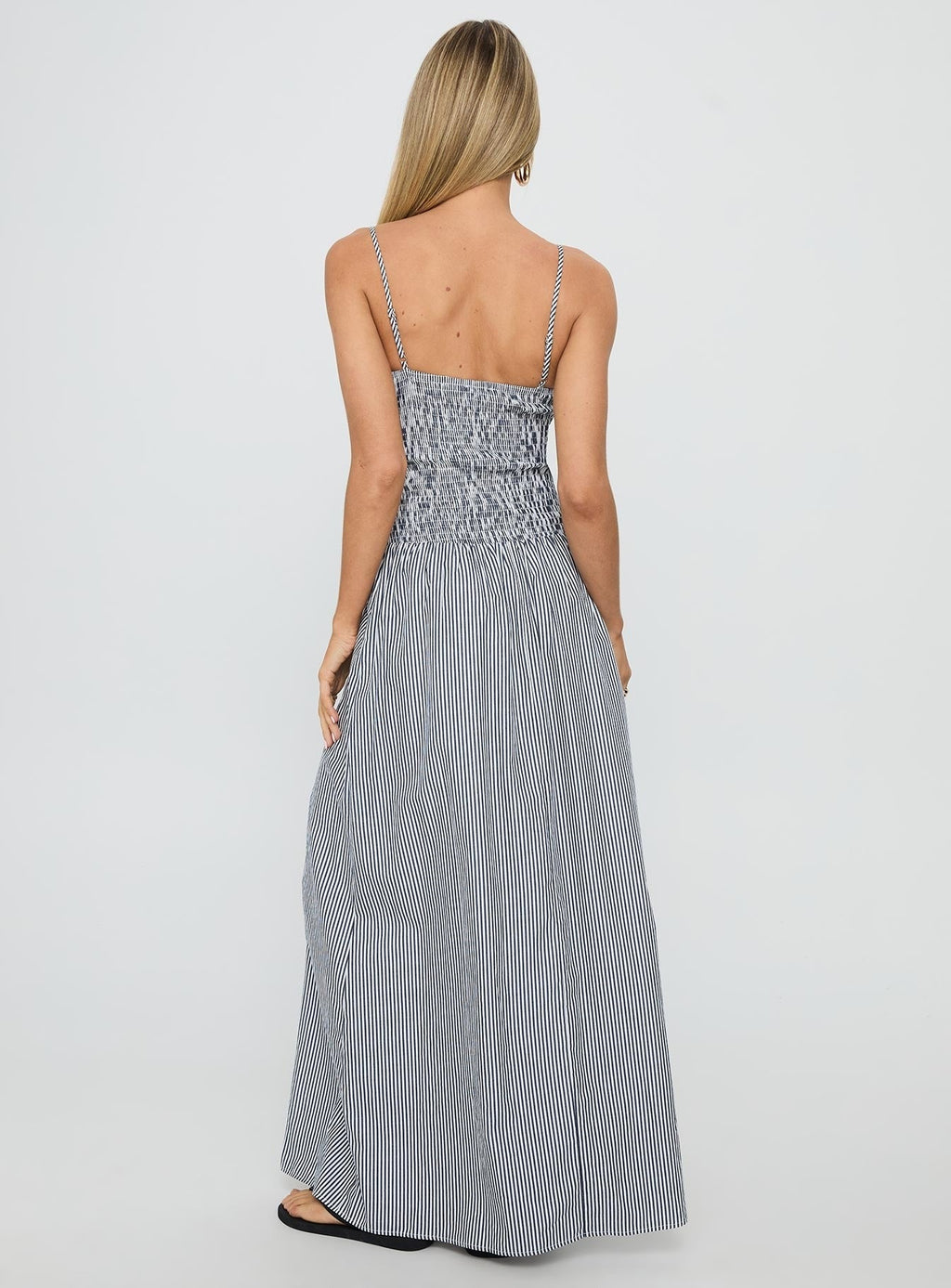 Kosie Shirred Maxi Dress Blue Stripe