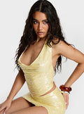 Katryna Plunge Neck Sequin Top Yellow