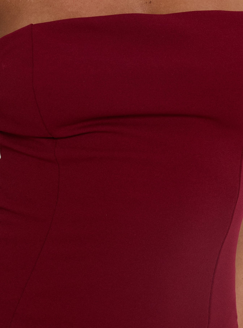 Diamanti Strapless High Slit Maxi Dress Burgundy