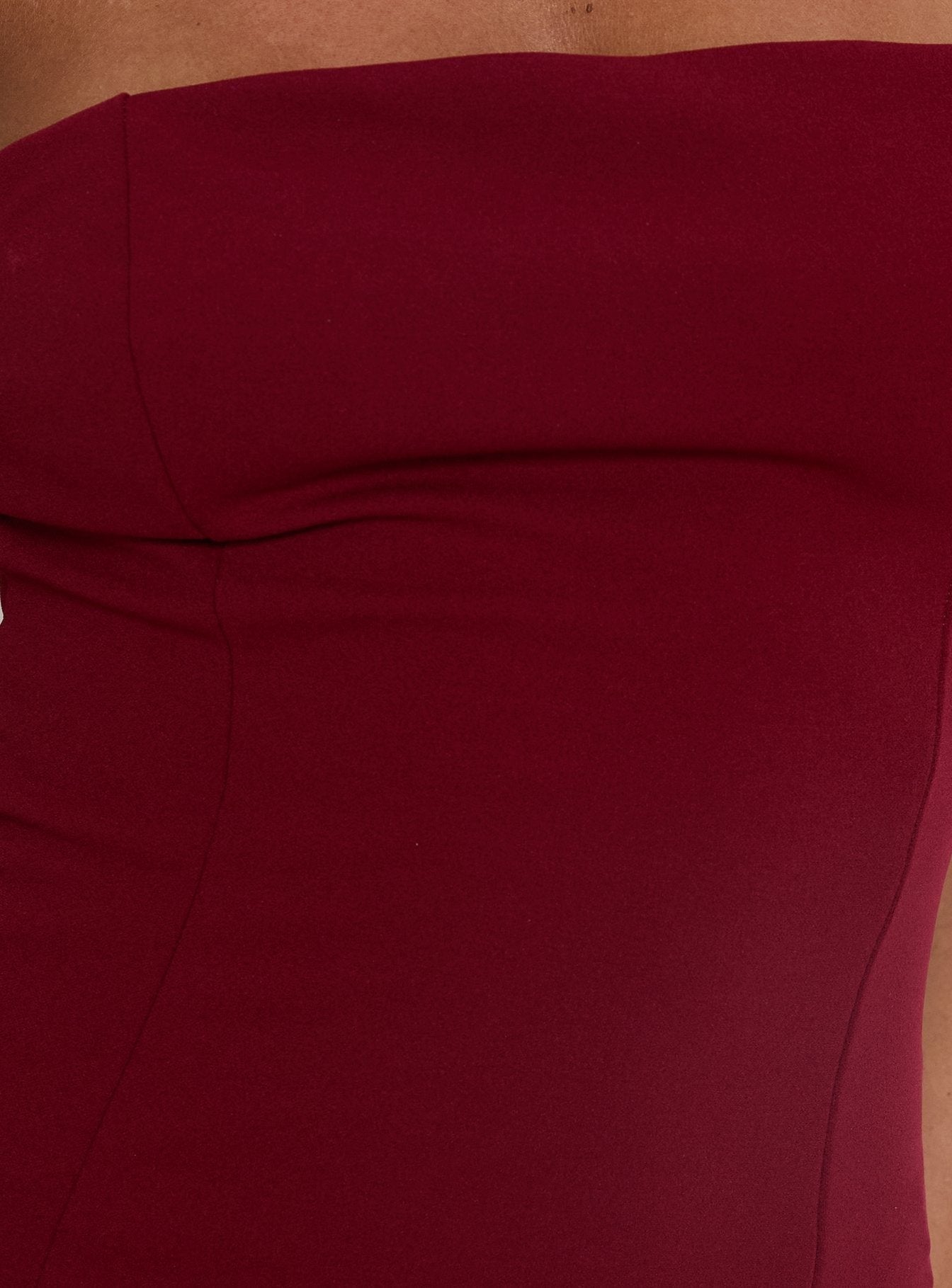 Diamanti Strapless High Slit Maxi Dress Burgundy