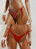 Glora Reversible Tie Side Bikini Bottoms Red Polka Dot