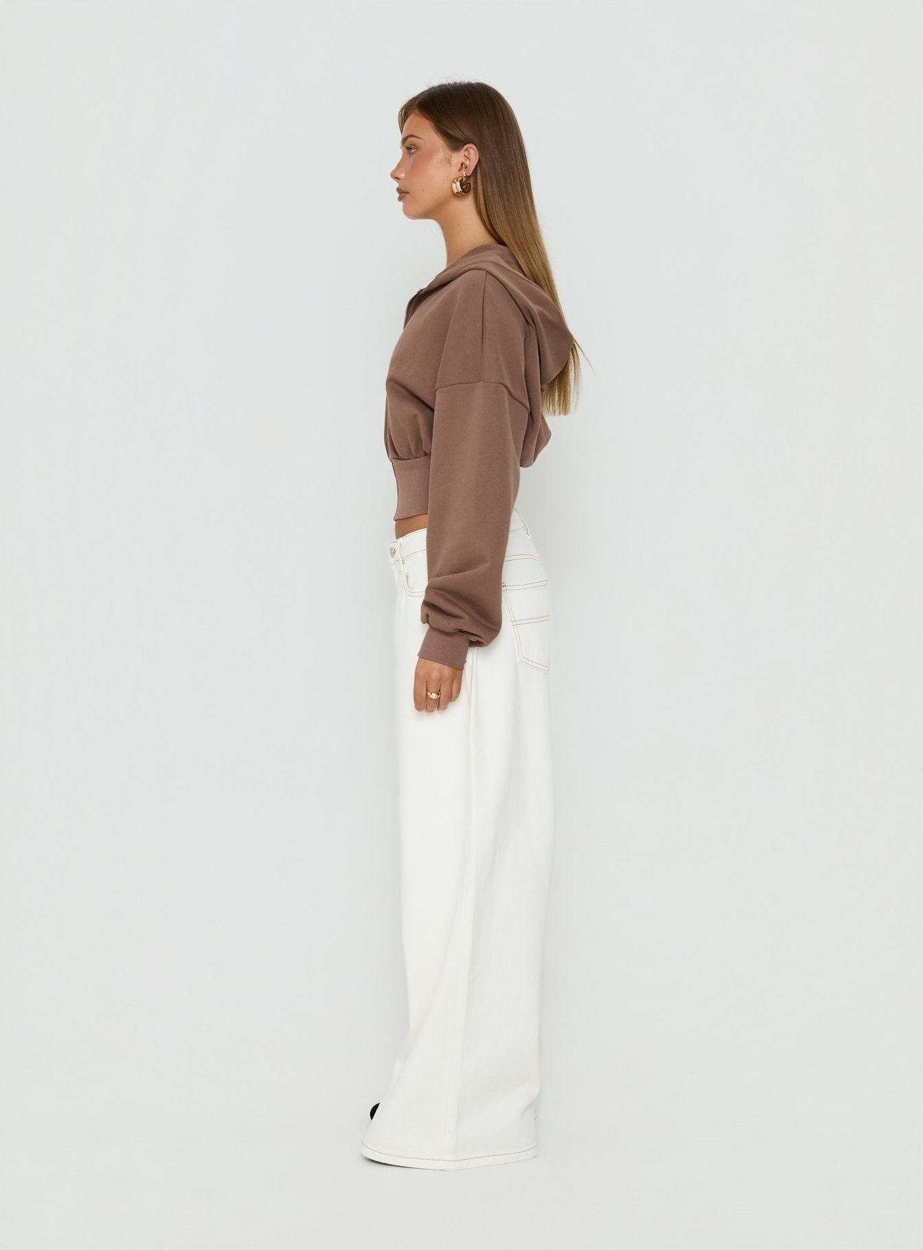 Naylor Mid Rise Wide Leg Jeans Cream Tall