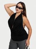 Khoda Studded Halter Top Black Curve