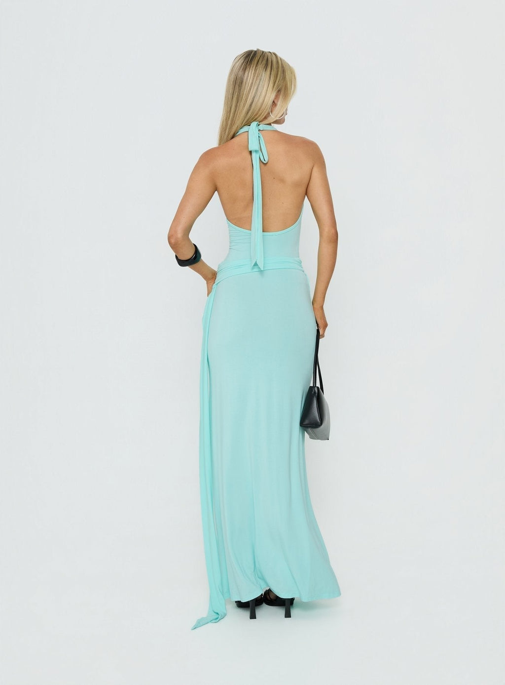 So Major Draped A-Line Maxi Dress Blue
