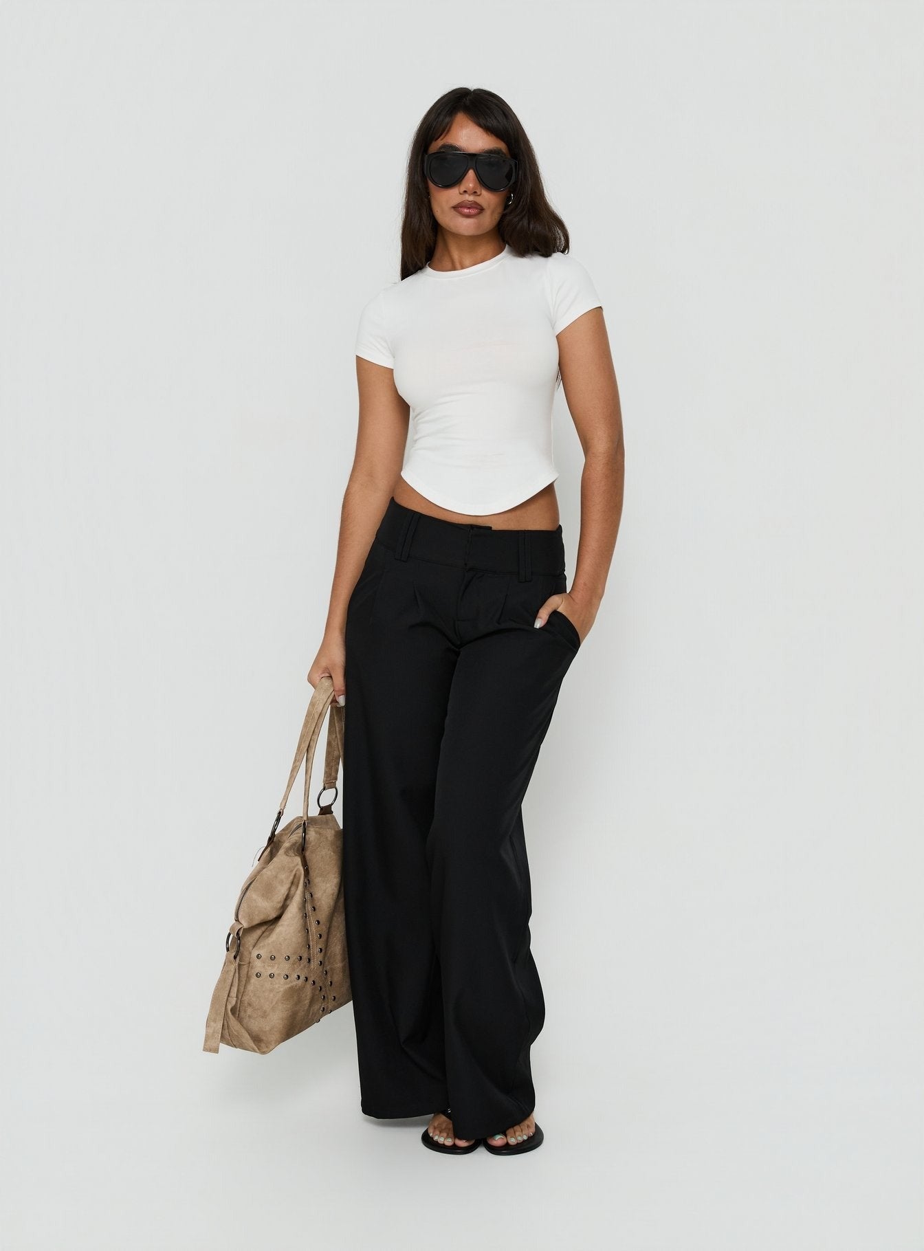 Loved Up Low Rise Baggy Pants Black