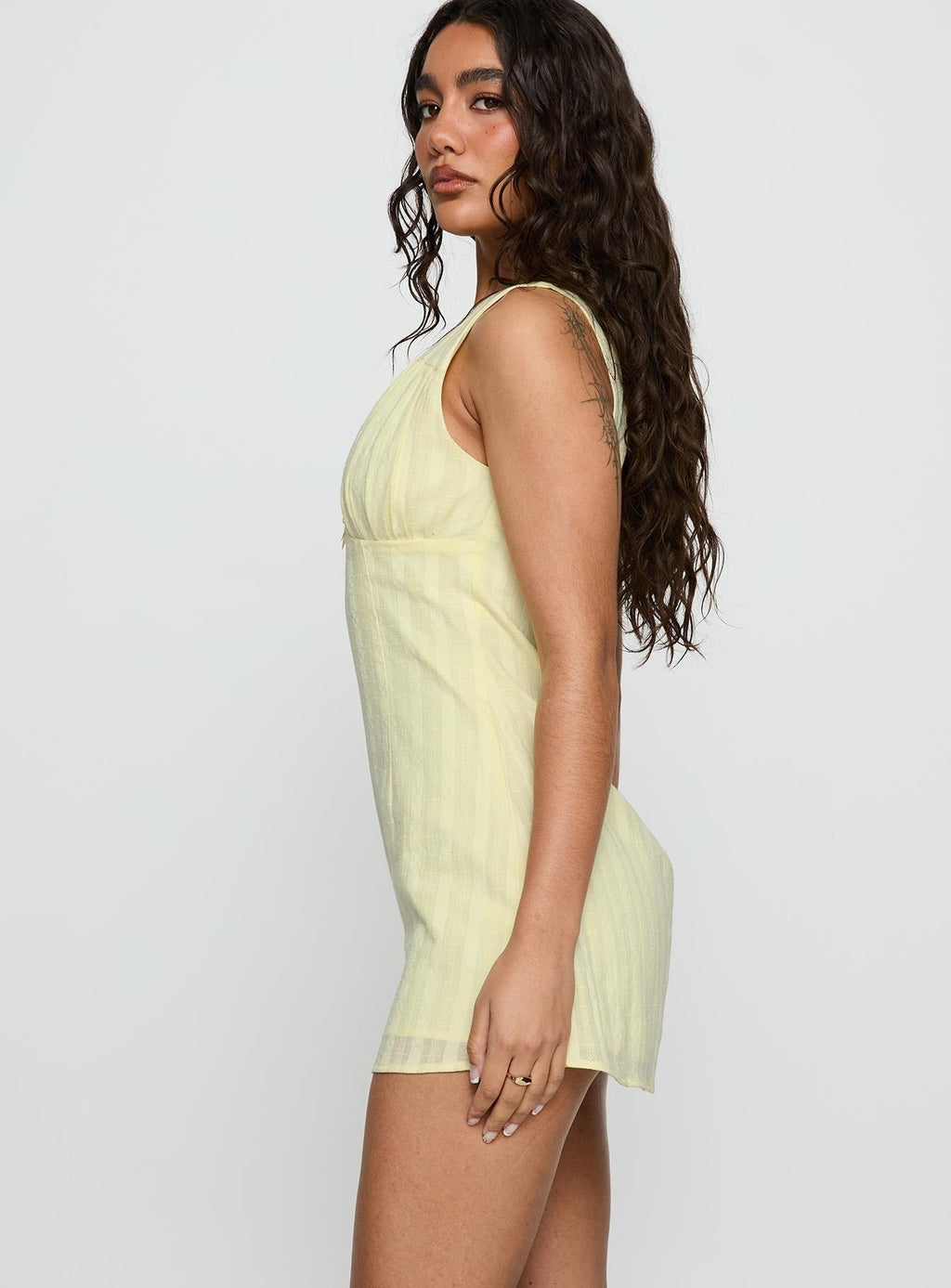 Kristol Plunge Neck Romper Yellow