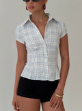 Cottesloe Blouse Top Blue Check