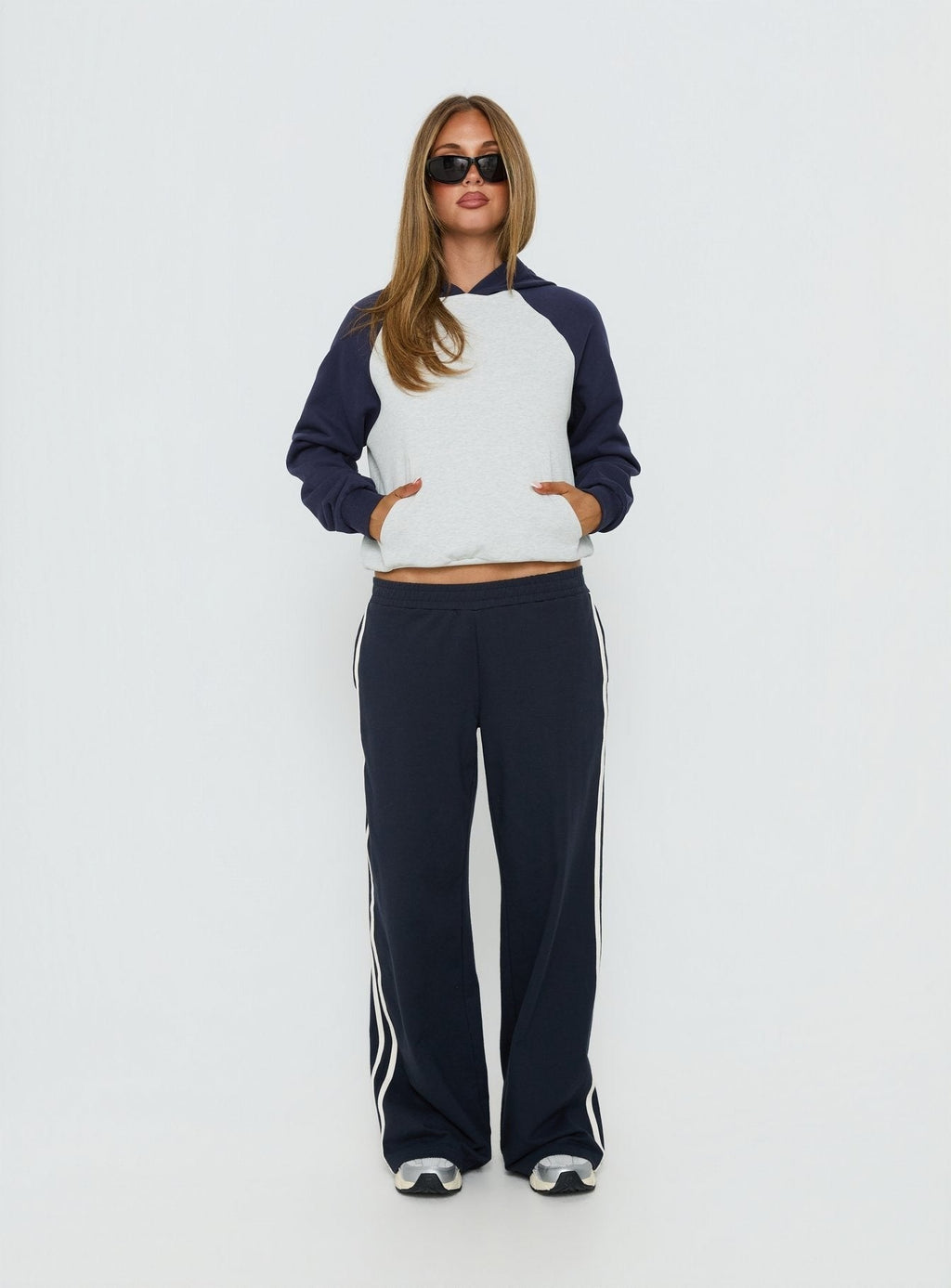 Trooper Contrast Hoodie Navy / Grey