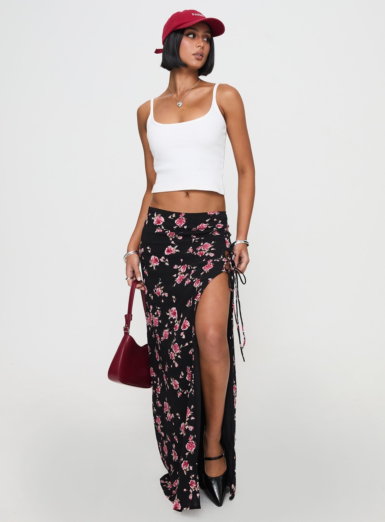 Rhomana Maxi Skirt Black Floral